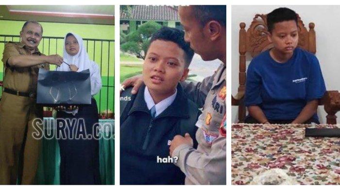 Kolase Foto remaja putri bernama Nur Esa Anastasya (16), yang viral karena meminta dijemput polisi di halaman SMAN 3 Kota Blitar.