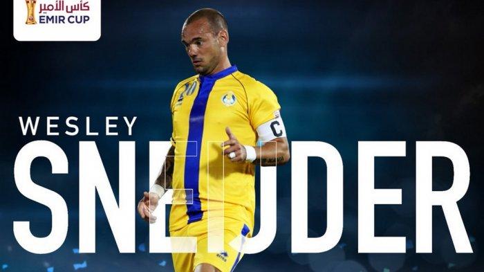 Mantan pemain timnas Belanda, Wesley Sneijder berkostum Algharafa, klub Liga Qatar.