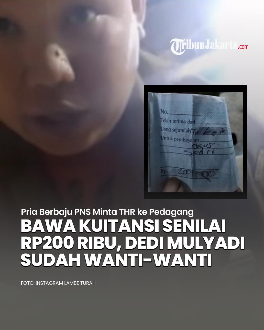 Seorang pria berbaju PNS berani melakukan pungli THR ke pedagang di Pasar Induk Cibitung membawa kuitansi senilai Rp200 ribu. Aksi pungli sempat disinggung Gubernur Dedi Mulyadi.