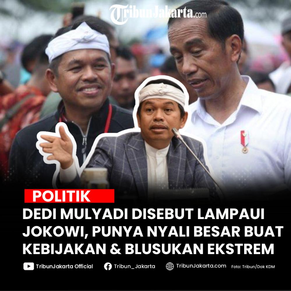Aksi berani Kang Dedi Mulyadi (KDM) mebuat kebijakan baru serta blusukannya yang ekstrem dianggap sudah mampu melewati Jokowi. Kemudian KDM juga dikenal dekat dengan masyarakat dan sering kasih bantuan yang royal.