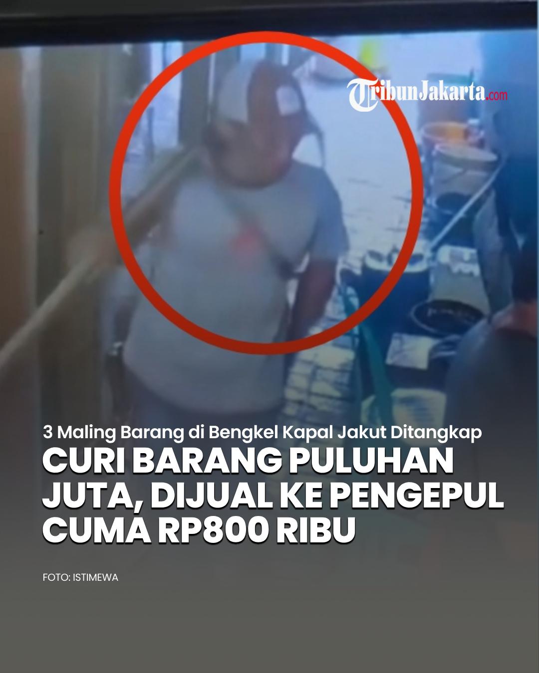 Tiga pelaku pencurian peralatan bengkel kapal di Rusun Muara Baru ditangkap polisi. Peralatan kapal senilai Rp 80 juta dijual ke pengepul besi bekas hanya sebesar Rp 800.000. Kini tiga pelaku terancam 7 tahun penjara.