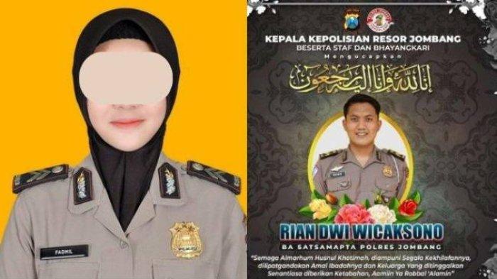 Polwan Briptu FN yang nekat membakar suaminya Briptu RDW (kanan) anggota Satmapta Polres Jombang di Aspol Mojokerto.