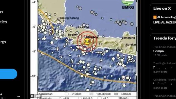 Gempa bermagnitudo 5.0 guncang Kabupaten Bandung dan Garus, Jawa Barat (Jabar), Rabu (18/9/2024) pagi.