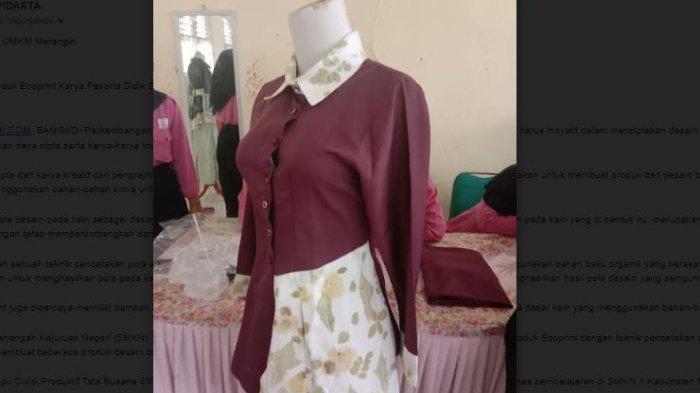 Produk ecoprint karya siswa SMKN 1 Jurusan Busana Kabupaten Merangin, Jambi