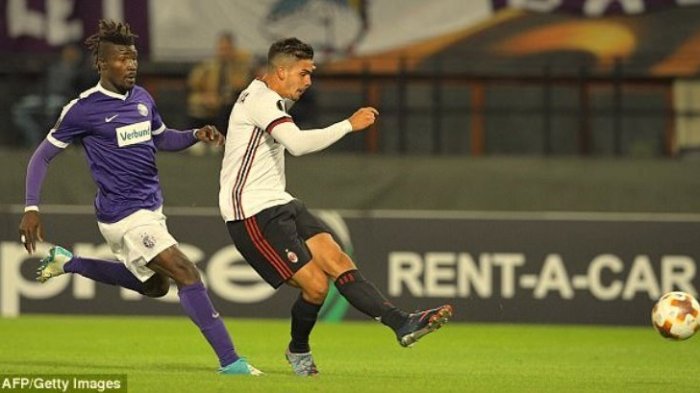 Andre Silva saat mencetak gol ke gawang Austria Wien