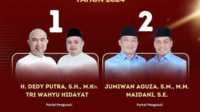 UNGGUL: Pasangan calon Bupati dan Wakil Bupati Bungo 2024. Pasangan Dedy Putra-Tri Wahyu Hidayat dinyatakan unggul pada Pemilihan Bupati dan Wakil Bupati Bungo 2024. (foto: kpu bungo)