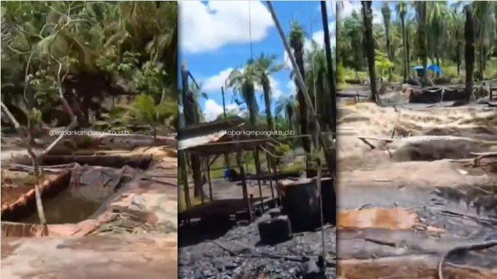 ILLEGAL DRILLING atau pengeboran minyak ilegal di Sungai Bahar, Kabupaten Muaro Jambi.