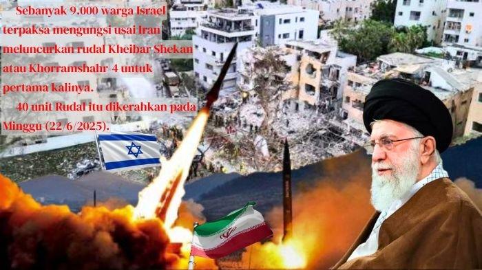 Sebanyak 9.000 warga Israel terpaksa mengungsi usai Iran meluncurkan rudal Kheibar Shekan atau Khorramshahr-4 untuk pertama kalinya.