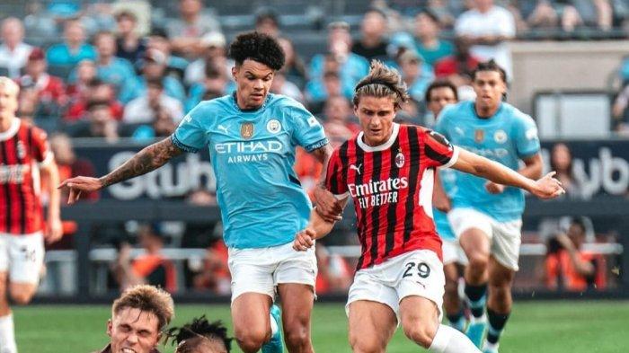 AC Milan vs Manchester City di laga pramusim pada Minggu (28/7/2024) pagi.