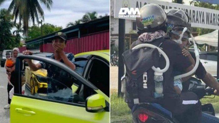 Bayi Dibonceng pakai Alat Pernafasan