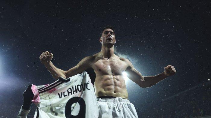 Dusan Vlahovic selebrasi di Juventus