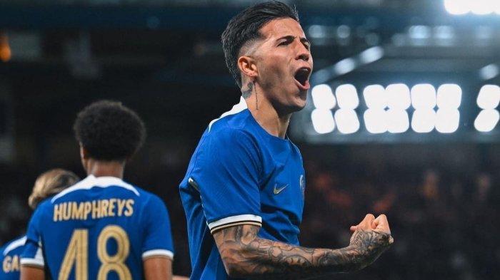Enzo Fernandez cetak gol untuk Chelsea dalam pertandingan Piala Carabao pada Kamis (31/8/2023) dini hari.