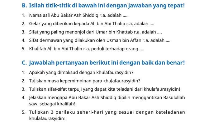 Berikut kunci jawaban PAI SD Kelas 5 semester 2 Buku Pendidikan Agama Islam dan Budi Pekerti Kurikulum Merdeka Halaman 250 Soal Uraian Singkat/Esai BAB 10