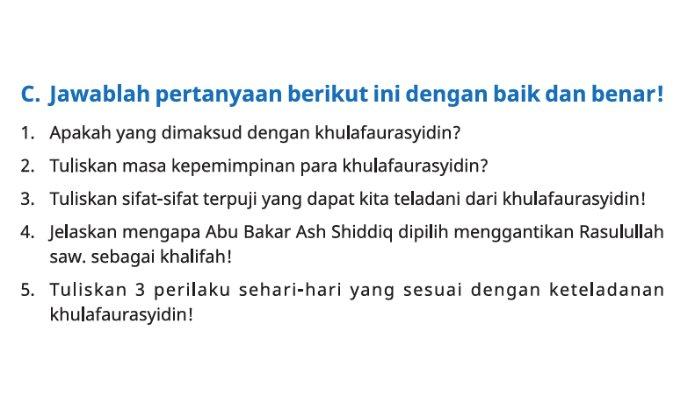 Berikut kunci jawaban PAI SD Kelas 5 semester 2 Buku Pendidikan Agama Islam dan Budi Pekerti Kurikulum Merdeka Halaman 250 Soal Uraian Singkat/Esai BAB 10