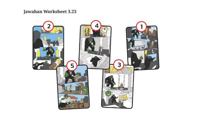 Kunci jawaban Bahasa Inggris untuk SMP Kelas 9 Buku English For Nusantara Kurikulum Merdeka Halaman 191 poin a atau Worksheet 3.23 Section 3 Viewing, Unit 3. The Multiverse Story of Timun Mas pada Chapter 3 Journeys to the Fantasy Worlds.