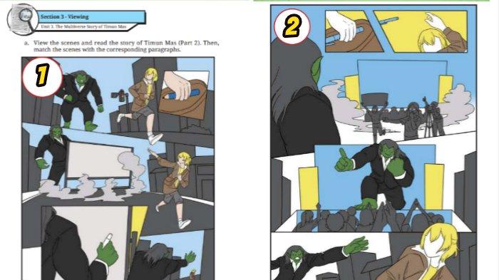 Worksheet 3.23 untuk kunci jawaban Bahasa Inggris SMP Kelas 9 Buku English For Nusantara Kurikulum Merdeka Halaman 191 poin a Section 3 Viewing, Unit 3. The Multiverse Story of Timun Mas pada Chapter 3 Journeys to the Fantasy Worlds.