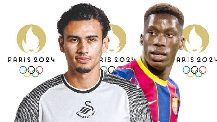 Pemain Indonesia Nathan Joe (kiri), dan Pemain Guinea Ilaix Moriba (kanan)