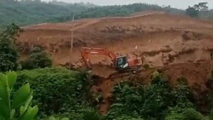 PENGGUSURAN LAHAN - PT WKS dan Kelompok Tani MJTI Langgar Kesepakatan DPRD Tebo, Tetap Gusur Kebun Warga menggunakan alat berat.
