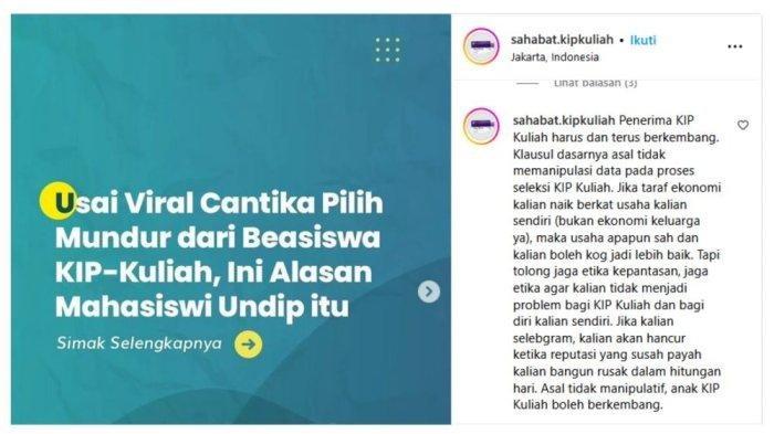 Penjelasan sahabat KIP Kuliah tentang Cantika si Mahasiswi Undip Penerima Beasiswa KIP tapi pamer harta.