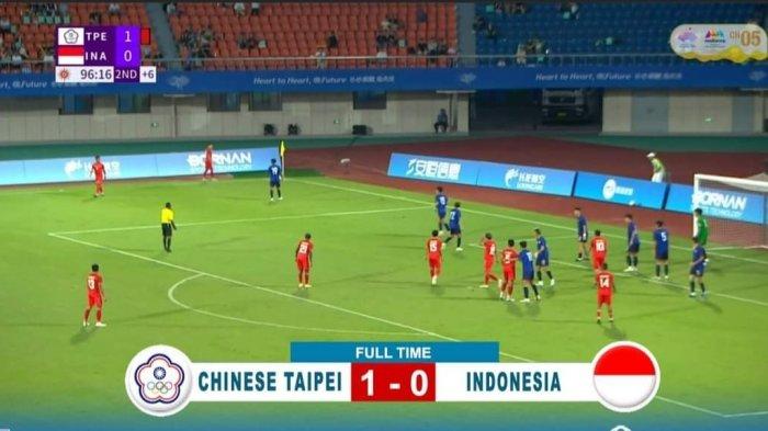 Timnas Indonesia U-23 kalah 1-0 saat menghadapi Tionhoa Taipei pada Kamis (21/9/2023) sore.
