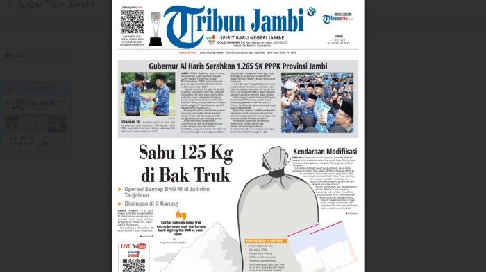 BERITA JAMBI HARI INI. Tribun Jambi Edisi Senin 5 Mei 2025, 125 Kg sabu-sabu ditemukan dalam truk di Jalan Lintas Timur wilayah Desa Tanjung Bojo, Kecamatan Batang Asam, Kabupaten Tanjung Jabung Barat. Operasi Senyap BNN RI.