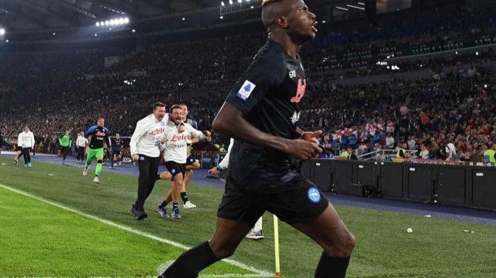 Victor Osimhen Usai mencetak gol ke gawang AS Roma di Serie A Italia pada Senin (24/10/2022) dini hari tadi.