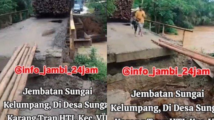 Viral Jembatan Kelumpang di Tebo Ambruk Diduga Akibat Hujan Deras,