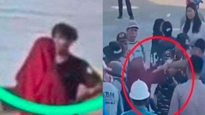NGAMUK HISTERIS - Seorang Wanita ngamuk histeris lantaran pacarnya mau merantau, Tampak video yang beredar di sosial media wanita mengenakan baju merah itu mengancam akan bunuh diri usai kekasih naik kapal.