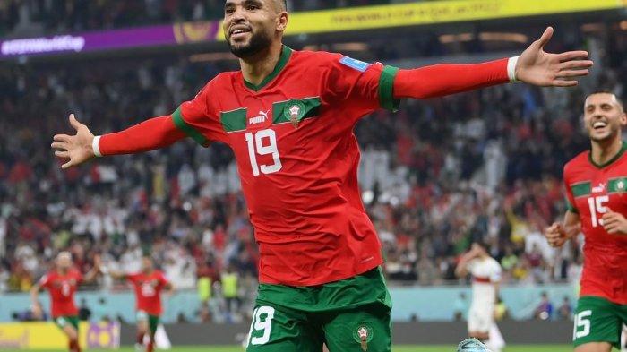 Youssef En-Nesyri, penyerang Maroko yang jebol gawang Portugal di babak 8 besar Piala Dunia 2022 Qatar