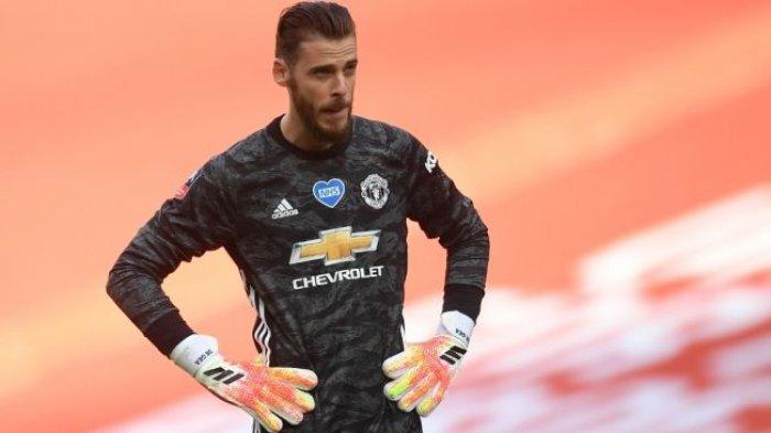 Ekspresi kekecewaan kiper Manchester United, David De Gea pada laga semifinal Piala FA 2019/2020 kontra Chelsea di Wembley, London, Senin (20/7/2020) dini hari WIB.