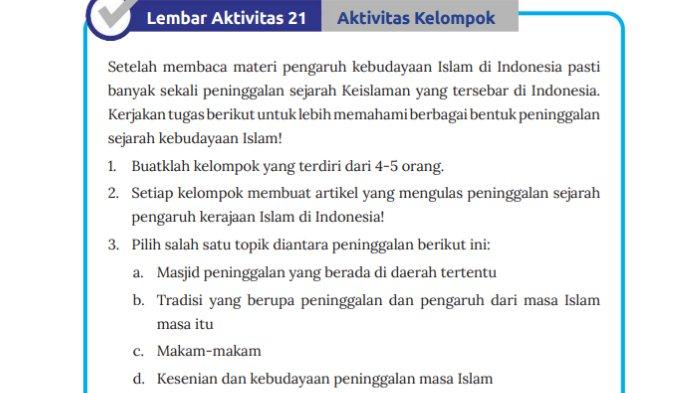 Gambar soal untuk kunci jawaban Ilmu Pengetahuan Sosial (IPS) Kelas 8 SMP Kurikulum Merdeka bagian Lembar Aktivitas 21 Aktivitas Kelompok BAB 2 Kemajemukan Masyarakat Indonesia halaman 131.