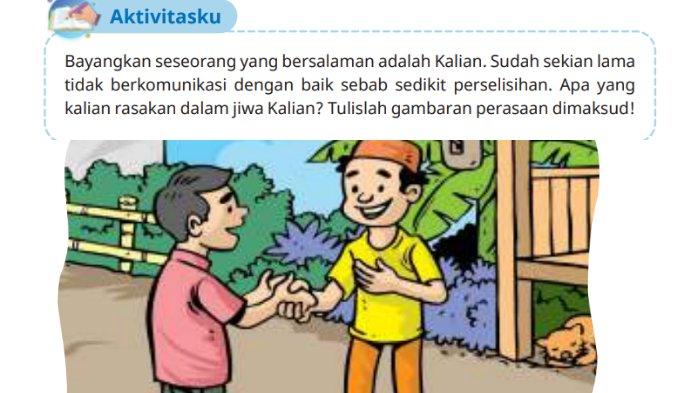 Gambar soal untuk kunci jawaban Pendidikan Agama Islam (PAI) Kelas 6 SD/MI Kurikulum Merdeka Semester 1 bagian Aktivitasku BAB 3 Hidup Damai dengan Saling Memaafkan halaman 50.