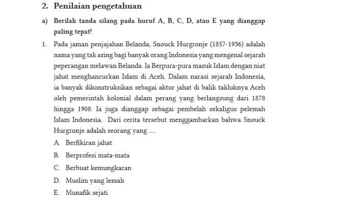 Gambar soal untuk kunci jawaban Pendidikan Agama Islam dan Budi Pekerti (PAI) Kelas XII (12) SMA/SMK/MA Kurikulum Merdeka semester 1 bagian a. 10 soal pilihan ganda (Pilgan) Penilaian Pengetahuan Bab 3 Munafik dan Keras Hati Tak Akan Pernah Maju halaman 96-100.