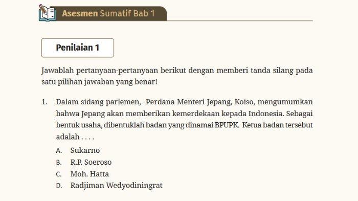 Gambar soal pilihan ganda (Pilgan) untuk Berikut ini adalah kunci jawaban Pendidikan Pancasila atau Pendidikan Kewarganegaraan (PKN) kelas 10 SMA/MA/SMK/MAK Kurikulum Merdeka Semester 1 bagian Penilaian 1 Asesmen Sumatif Bab 1 Pancasila sebagai Pemersatu Bangsa halaman 55-56.