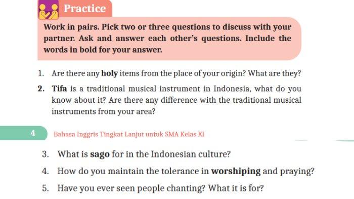 Gambar soal untuk kunci jawaban Bahasa Inggris Tingkat Lanjut Kelas XI (11) SMA/MA Kurikulum Merdeka soal esai Practice halaman 4-5 Unit 1 Legend.