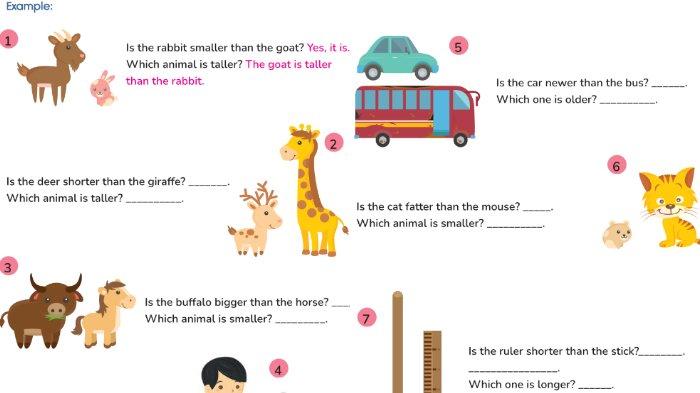 Berikut ini merupakan kunci jawaban Bahasa Inggris untuk SD Kelas 5 semester 2 Buku My Next Words For Elementary School Kurikulum Merdeka Halaman 79-80 Soal Unit 8. The giraffe is taller than the deer.