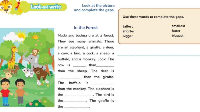 Berikut kunci jawaban Bahasa Inggris untuk SD Kelas 5 semester 2 Buku My Next Words For Elementary School Kurikulum Merdeka Halaman 95 Unit 9. The elephant is the biggest.