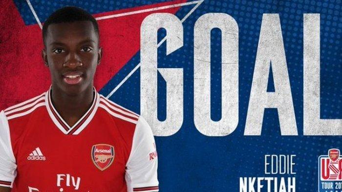 Penyerang muda Arsenal Eddie Nketiah menjadi bintang kala Arsenal vs Fiorentina bertemu di Turnamen International Champions Cup 2019