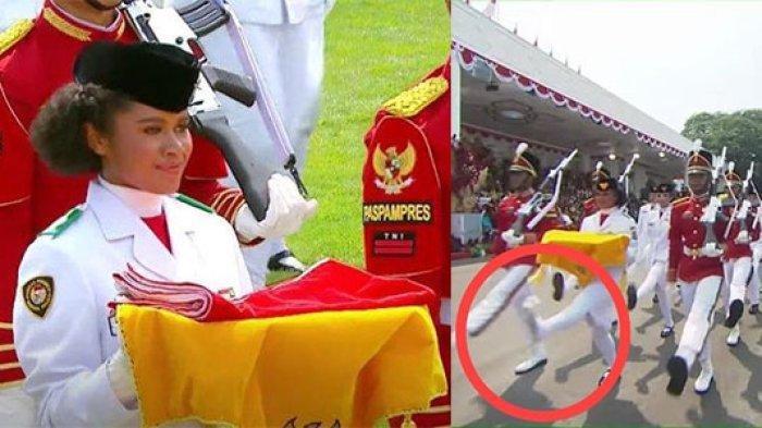 Inilah aksi terpuji dari tim Pasukan Pengibar Bendera Pusaka (Paskibraka) yang bertugas untuk mengibarkan bendera Merah Putih di Istana Negara.