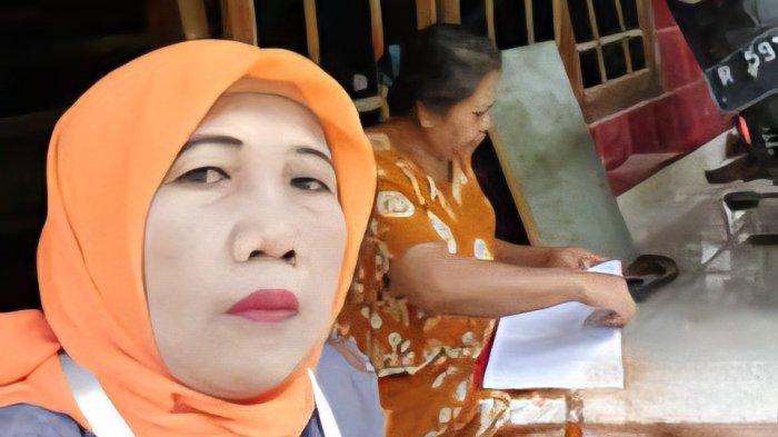 KADER JKN - Evi Lismawati (48) asal Desa Lumbir, Kecamatan Lumbir, Kabupaten Banyumas, saat bertugas di daerahnya, Selasa (17/6/2025). Setiap hari, ia mendatangi rumah demi rumah, menembus perbukitan Desa Lumbir hingga ke pelosok yang bertugas memberikan edukasi, sosialisasi, serta membantu masyarakat dalam mengakses layanan JKN.