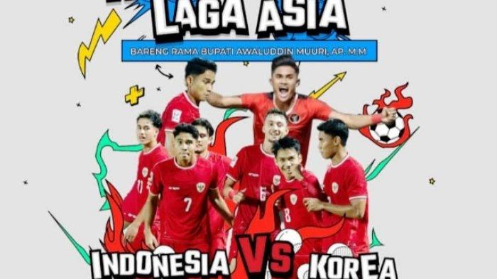 Flyer nobar laga timnas bareng ramane Pj Bupati Cilacap Awaluddin Muuri di halaman Pendopo Wijayakusuma cakti, Kamis (25/4) malam mulai pukul 23.00 WIB.