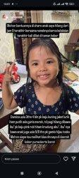 Foto seorang balita perempuan bernama Damica usia 3,4 tahun diduga menjadi korban penculikan. Balita tersebut hilang saat diajak main oleh neneknya di Taman Kota Kober, Kecamatan Purwokerto Barat, Kabupaten Banyumas, Jumat (13/9/2024) pagi.