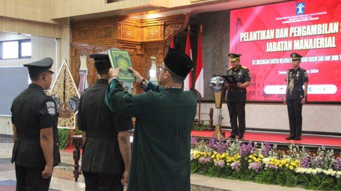 Lantik Pejabat Baru, Kakanwil Kemenkumham Jateng Berpesan Untuk Bekerja Cerdas dan Profesional