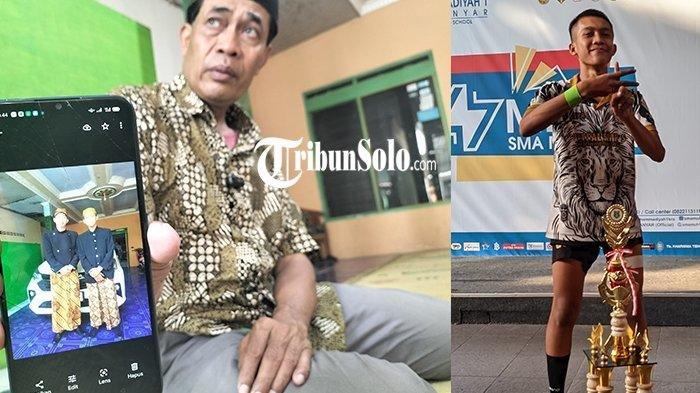 Kolase potret Wildan Ahmad siswa SMP Negeri 5 Karanganyar yang tewas saat latihan pencak silat dan orangtua memperlihatkan foto anaknya.