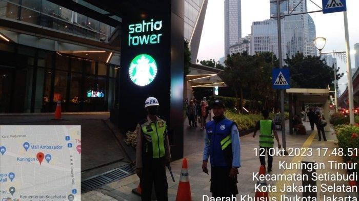 Lokasi Bule bawa anak istri jadi pengemis di depan Satrio Tower Jakarta Selatan (Wartakotalive.com)