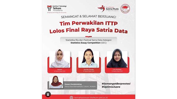 Mahasiswa Institut Teknologi Telkom Purwokerto Raih Kemenangan dalam Kompetisi Essay Satria Data 2023