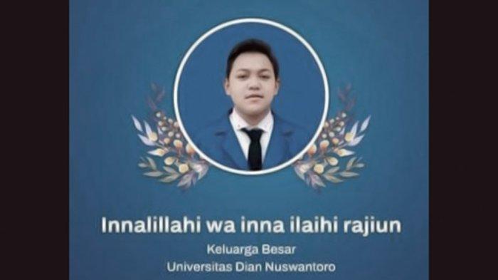 Ucapan duka civitas akademika Udinus Semarang atas tewasnya Muhammad Tirza Nugraha.
