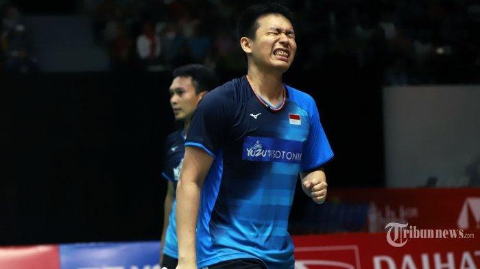 Pasangan ganda putra Mohammad Ahsan dan Hendra Setiawan saat melawan pasangan Taiwan Lee Yang dan Wang Chi Lin pada perempat final Indonesia Masters 2020 di Istora Senayan, Jakarta Pusat, Jumat (18/1/2020).//Mohammad Ahsan/Hendra Setiawan gagal meraih kemenangan dan harus terhenti di babak Perempat Final French Open 2021.