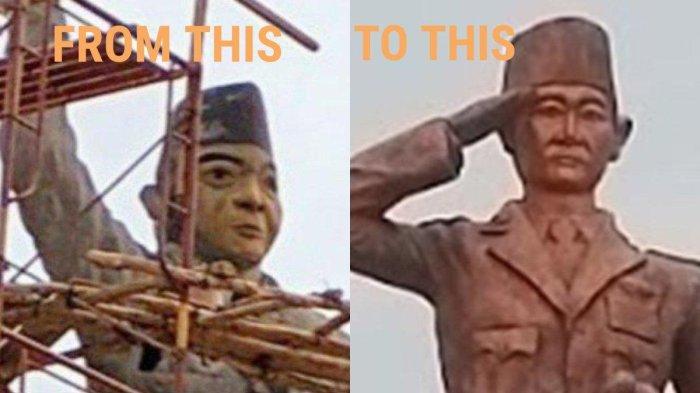 Patung Bung Karno di Banyuasin sebelum dibuat ulang