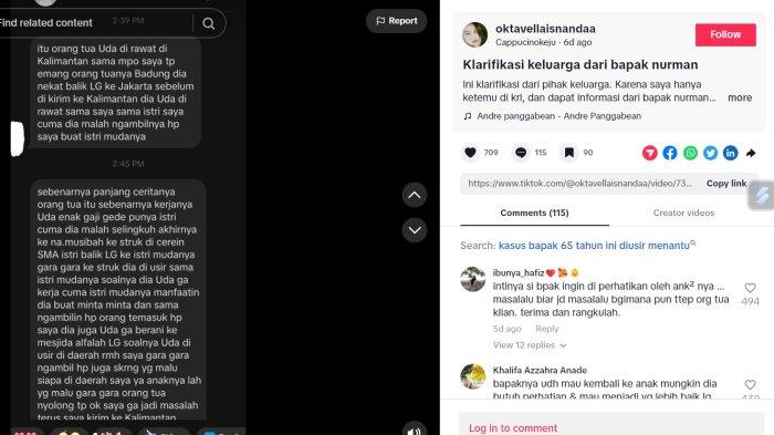 Postingan yang berisi klarifikasi dari pihak keluarga sang kakek.